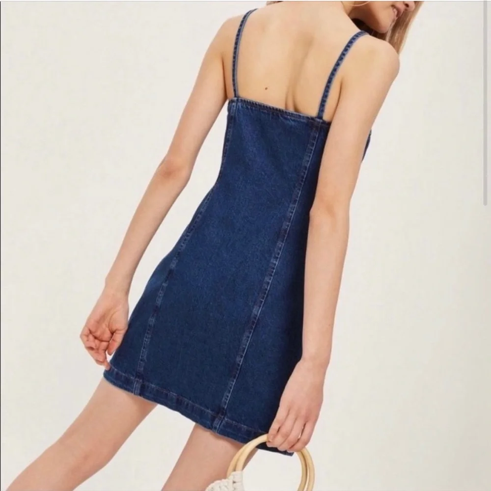 EUC Topshop Moto Zip Front Denim Dress - Picture 2 of 7